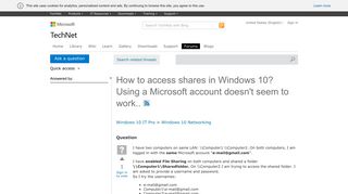 How to access shares in Windows 10? Using a Microsoft account ...