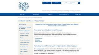 Corsair Connect Passwords - Santa Monica College