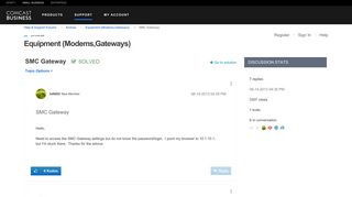 Solved: SMC Gateway - Help & Support Forums - Comcast Business ...