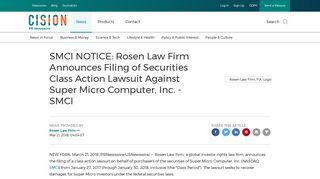 SMCI NOTICE: Rosen Law Firm Announces Filing of Securities Class ...