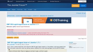 SMF SSI Login/Logout Issue w/ Joomla 1.7.1 - Joomla! Forum ...