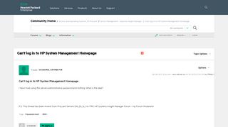 Can't log in to HP System Management Homepage - Hewlett Packard ...