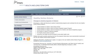 Healthy Smiles Ontario - Ministry of Health and Long-Term Care
