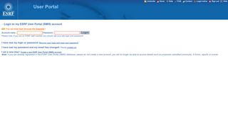 ESRF User Portal (SMIS) Login
