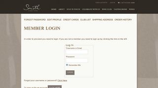 Smith Family Wines - Members Login