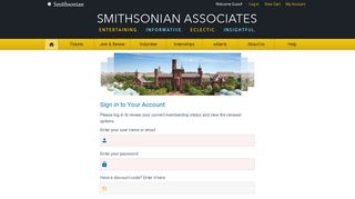 Sign in to Your Account - Log In - Smithsonian Associates
