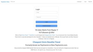 Payto Smm Panel - India's #1 CHEAPEST SMM Resellers Panel - Login
