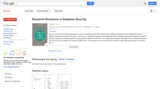 Research Directions in Database Security