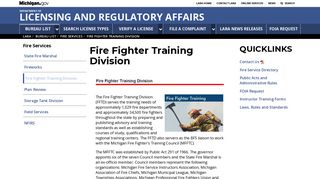 LARA - Fire Fighter Training Division - State of Michigan