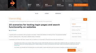 20 scenarios for testing login pages and search functionality on websites