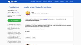 email or sms verification for login forms | JotForm