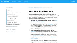 Help with Twitter via SMS - Twitter support