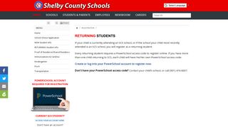 RETURNING Student - Shelby County Schools