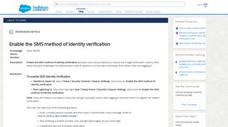 Enable the SMS method of identity verification - Salesforce Help