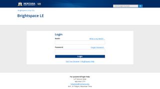 Brightspace LE Login - Brightspace by D2L | Montana State University