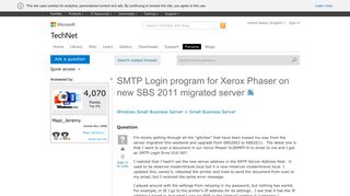 SMTP Login program for Xerox Phaser on new SBS 2011 migrated ...