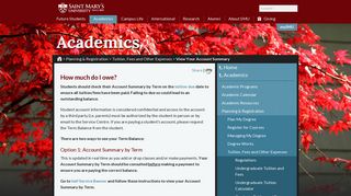 Saint Mary's University | View Your Account Summary