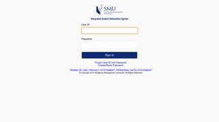 SMU Integrated Student Info System Sign-in