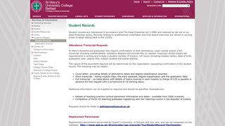 Student Records - St Mary's University College