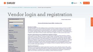Vendor login and registration - SMUD