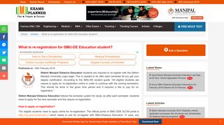 Sikkim Manipal University Student login for re-registration; a ...