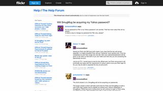 Flickr: The Help Forum: Will SmugMug be acquiring my Yahoo password?