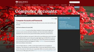 Account questions? - Saint Mary's University |