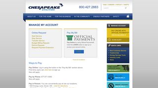 Manage My Account | Chesapeake Utilities