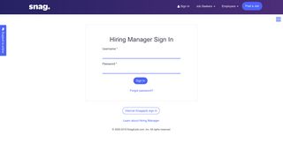 Hiring Manager Sign In - Snag. - Talent Management System - Snagajob