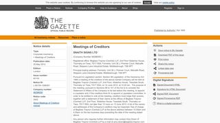 SNAITH SIGNS LTD | Meetings of Creditors | The Gazette