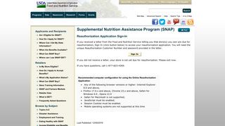 Reauthorization Application Sign-In | Food and Nutrition Service