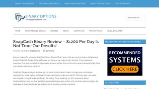SnapCash Binary Review - $1200 Per Day Is Not True! Our Results!