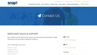 Contact Merchant Sales & Support - Snap Finance for Merchants