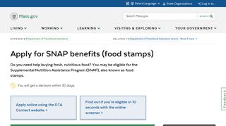 Apply for SNAP benefits (food stamps) | Mass.gov