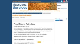 Online SNAP Calculator | Mass Legal Services