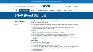 SNAP (Food Stamps) | City of New York - NYC.gov
