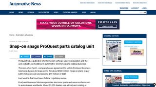 Snap-on snags ProQuest parts catalog unit - Automotive News