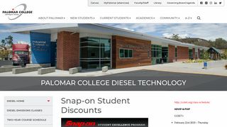 Snap-on Student Discounts – Palomar College Diesel Technology