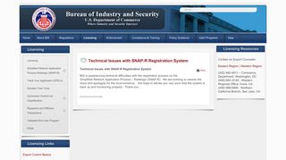 Technical Issues with SNAP-R Registration System - BIS