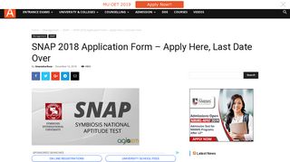 SNAP 2018 Application Form - Apply Here, Last Date Over | AglaSem ...
