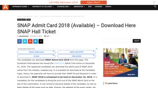 SNAP Admit Card 2018 (Available) - Download Here SNAP Hall Ticket ...