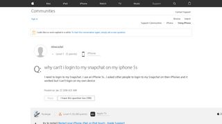 why can't i login to my snapchat on my ip… - Apple Community ...