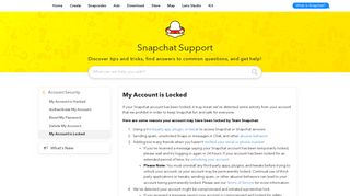 My Account is Locked - Snapchat Support