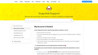 My Account is Hacked - Snapchat Support