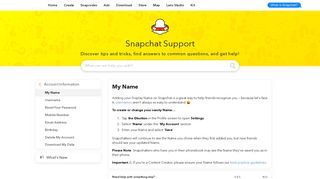 My Name - Snapchat Support