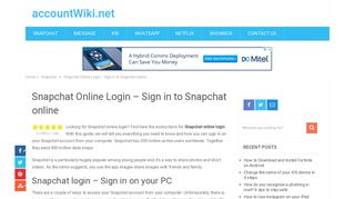 Snapchat Online Login - Sign in to Snapchat online - accountWiki.net