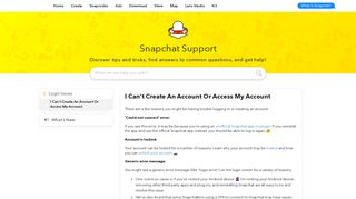 I Can't Create An Account Or Access My Account - Snapchat Support