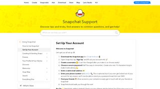 Set Up Your Account - Snapchat Support