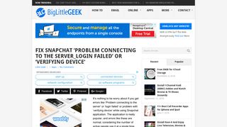 Fix Snapchat 'Problem Connecting to the Server_Login Failed' or ...