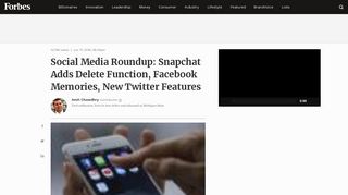 Social Media Roundup: Snapchat Adds Delete Function, Facebook ...